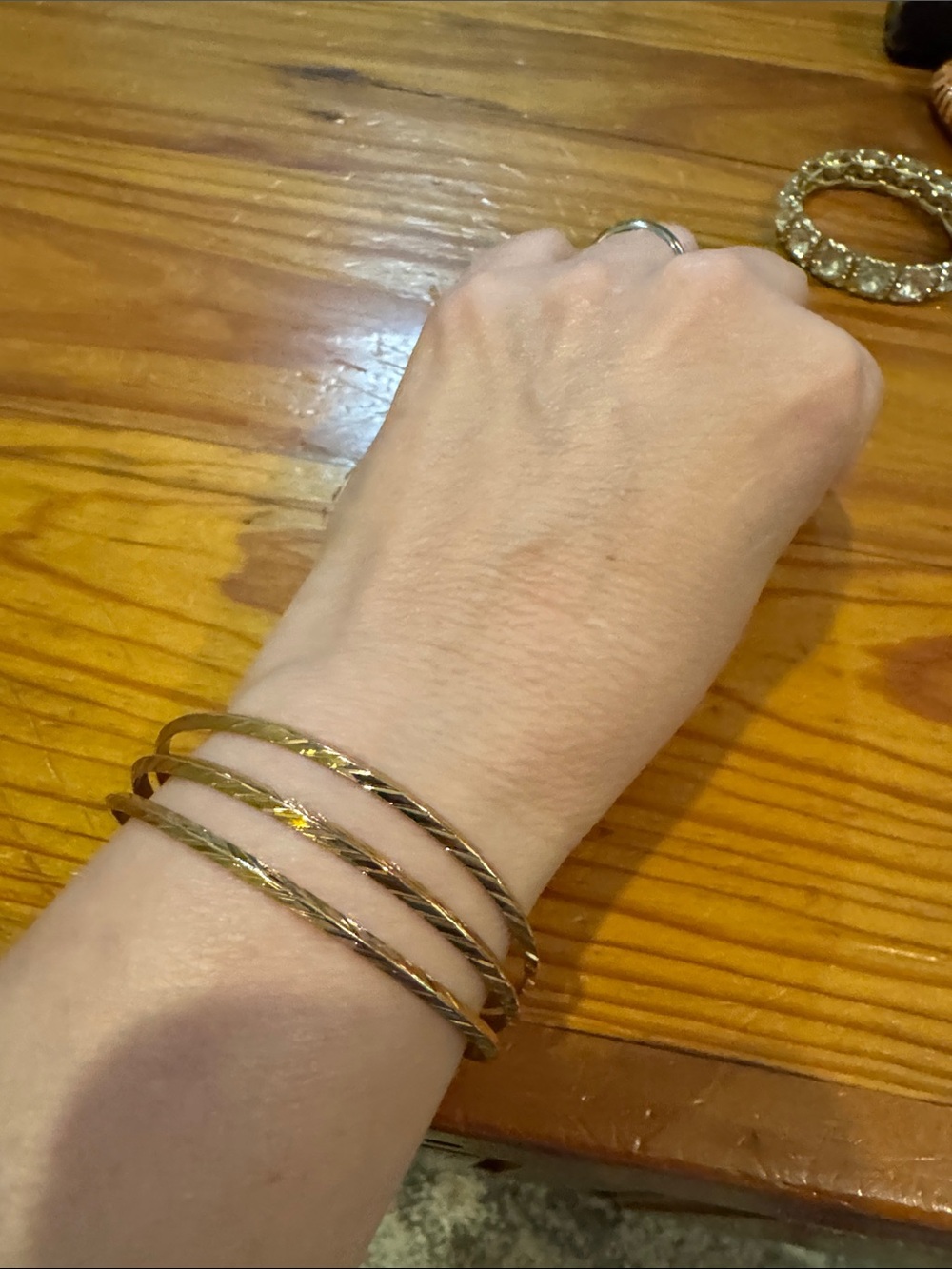 Triple Twisted Gold Bangle Bracelet for Women